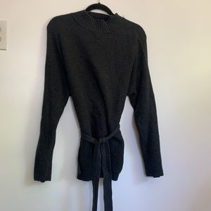 Free People Beach Side Slit Tie Waist Waffle Sweater XS